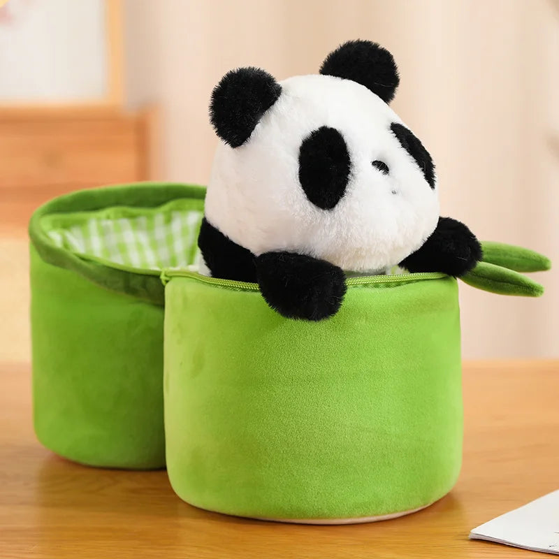 NEW Kawaii Bamboo Tube Panda Set Plush Toy