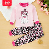 hibobi Spring 2-Piece Cute Cat Girl Round Neck