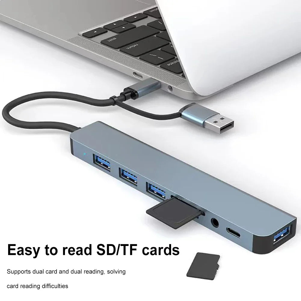 8 Ports USB3.0 Type C Hub OTG Adapter