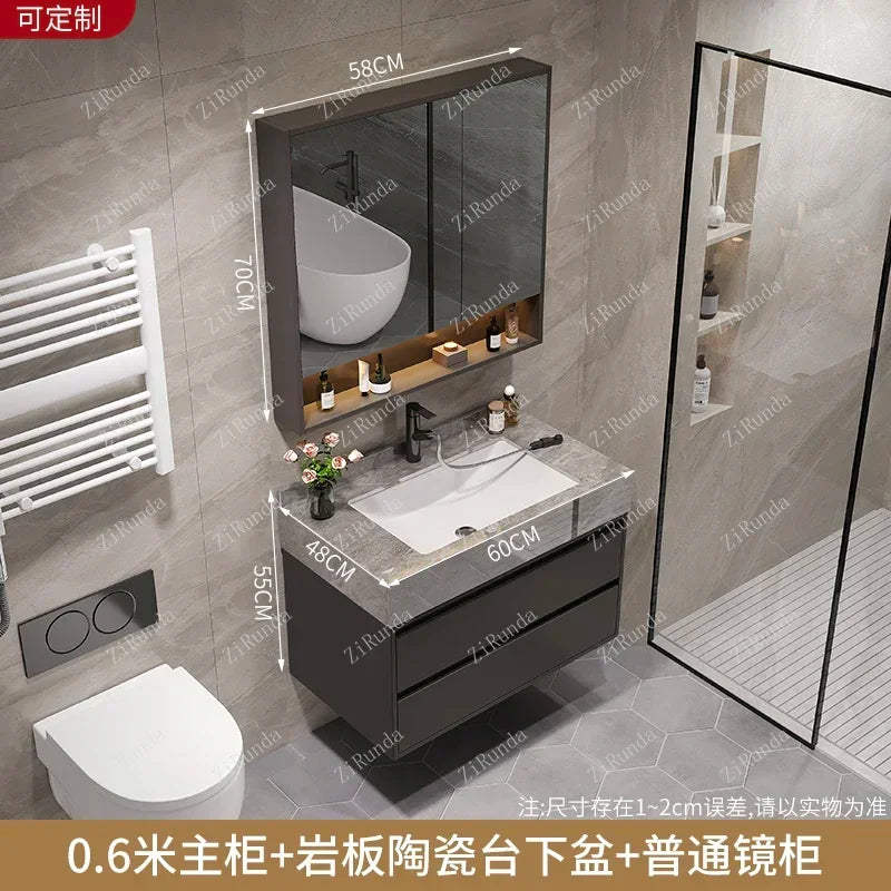 L Light Luxury Bathroom Stone Plate Integrated Bathroom