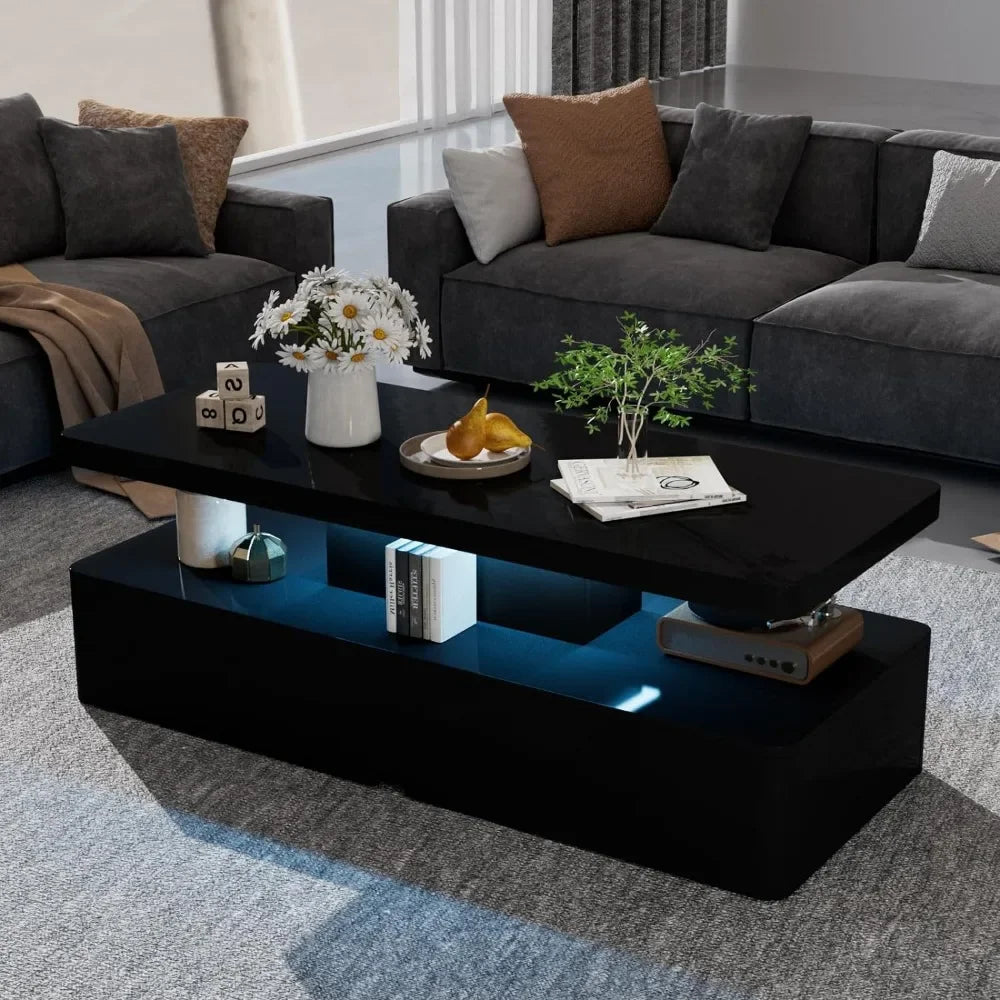 Double-Layer Design for Living Room Green Coffee Table