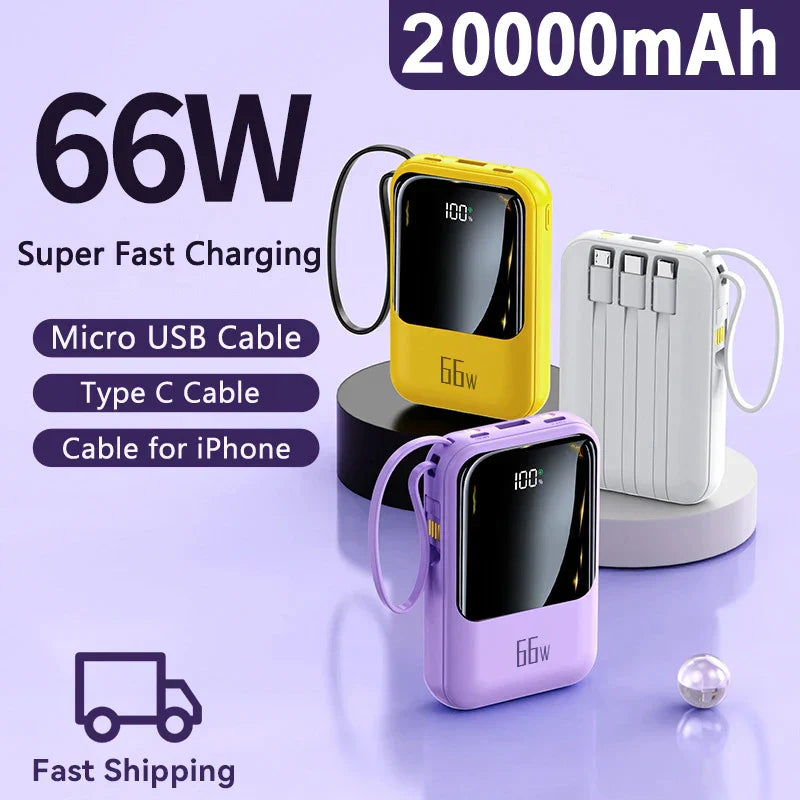 New 20000mAh Power Bank 66W Super Fast Charging
