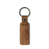 50Pcs Rectangular Wood Keychains Blank PU Leather Keyrings