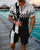 Summer Brand Tracksuit Solid Color Male Shorts Suit