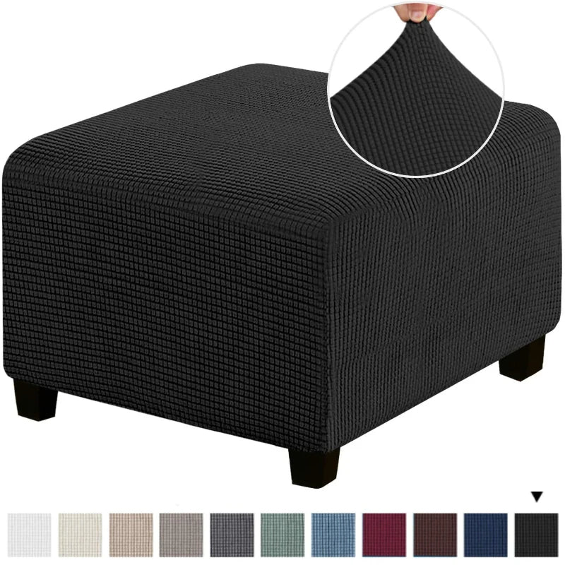 Square Footstool Cover Stretch Polar Fleece Ottoman Cover