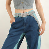 Fashion Waist 8 Rows Silver Rhinestones Decor Women`s