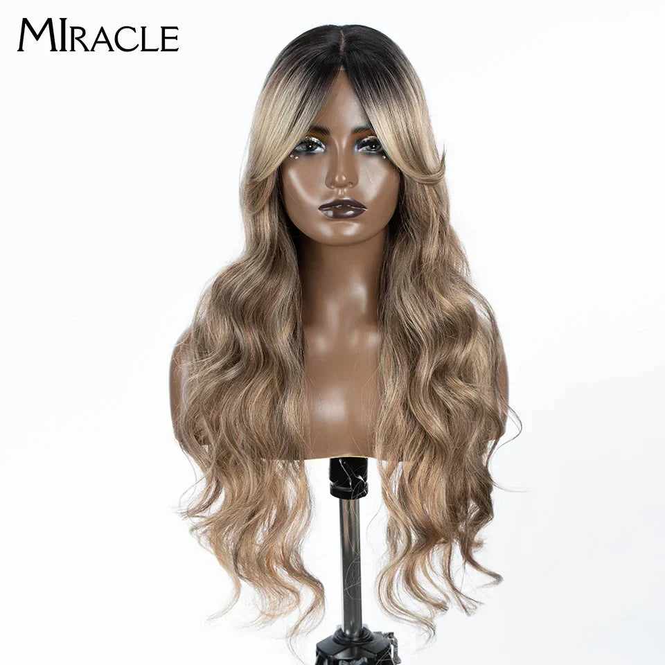 MIRACLE Synthetic Lace Front Wigs For Women Long