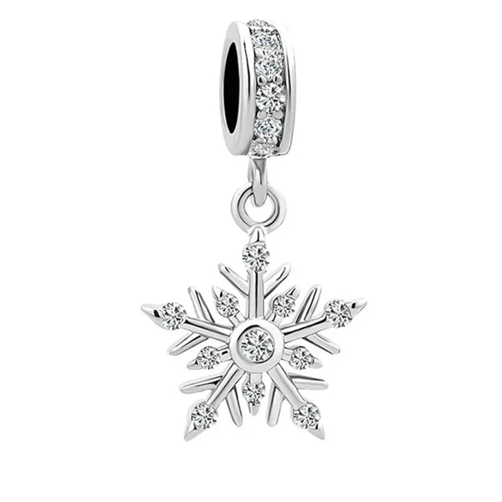 Silver Colour Silverwhite snowflake Fit Pandora Charms Silver