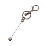 15Pcs Metal Beaded Keyring Beadable Bar Keychain Lobster