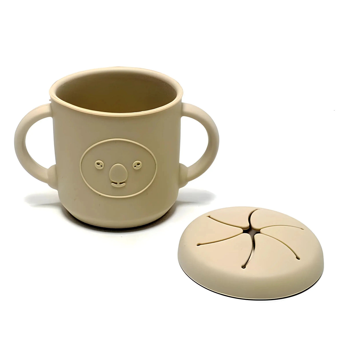 Silicone Snack Cup with Handle Double Ear Petal