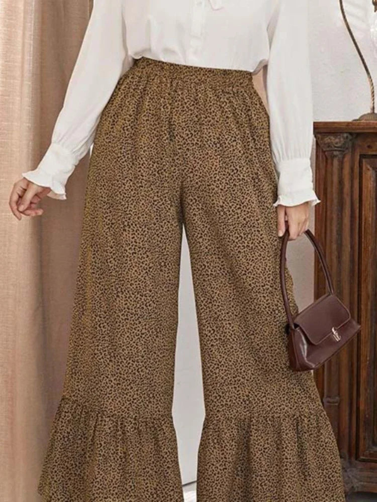 Leopard Printed Pants for Women Office Casual Plus