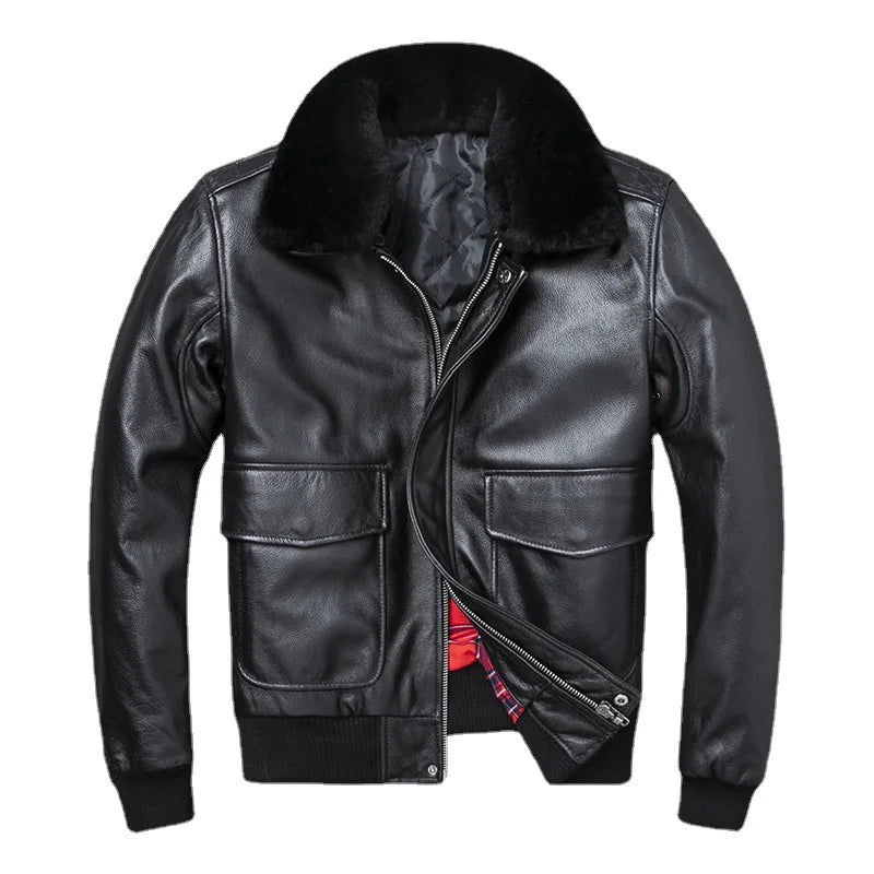 Plus Size Bust 140cm Bomber Men Genuine Leather