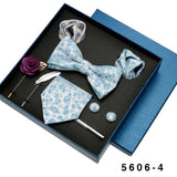 Black Mens Neck Tie Gift Set Bowtie Pocket