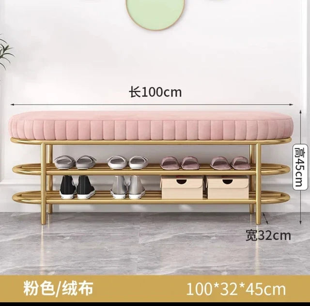 Nordic Shoe Bench Soft Cushion Multifunctional Shoe Rack