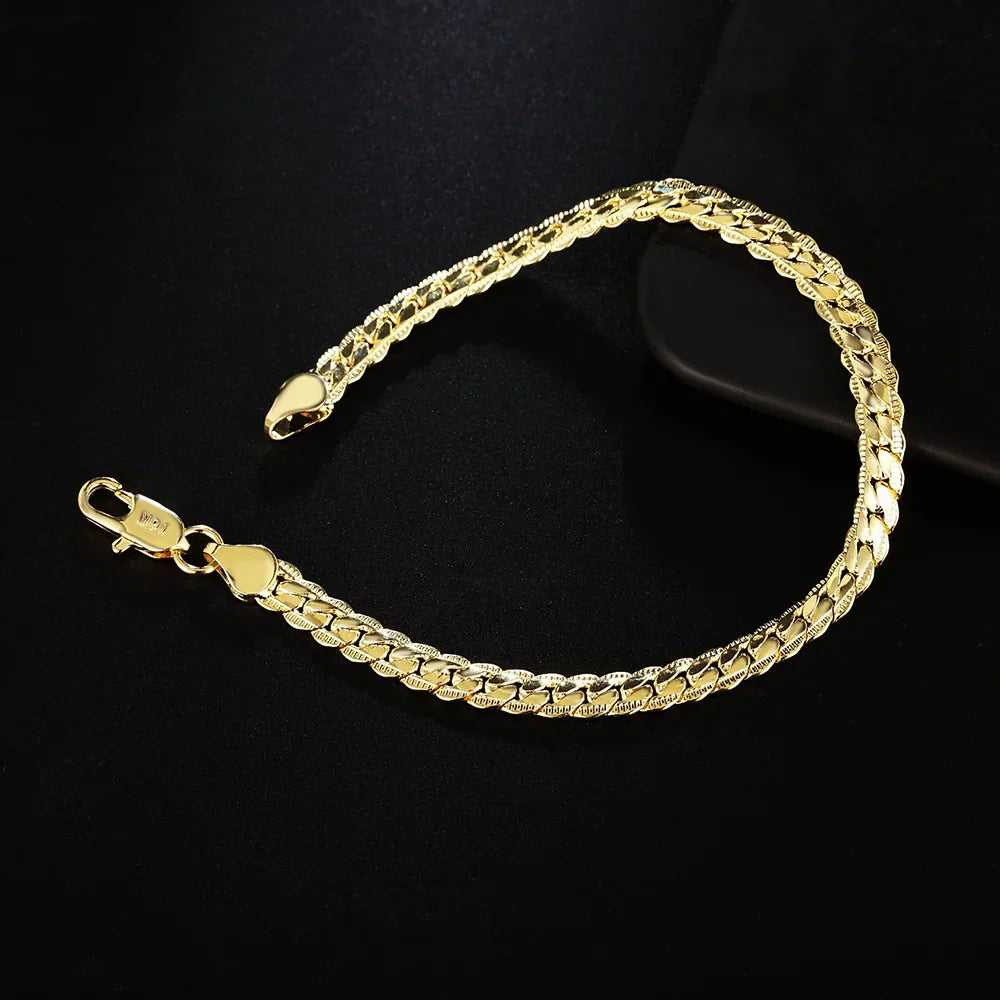 925 Sterling silver 18K gold 6MM chain bracelets