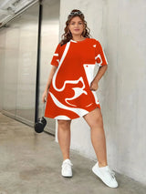 Plus Size Women's Casual Tee Dress, Fashion Plus