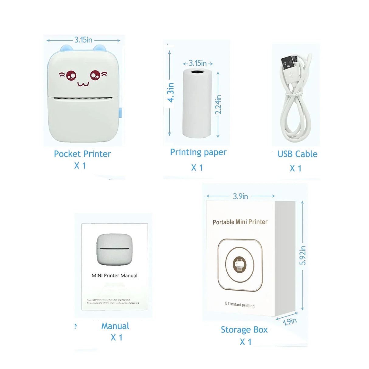 Pocket Mini Printer, Portable Bluetooth Thermal Printer for