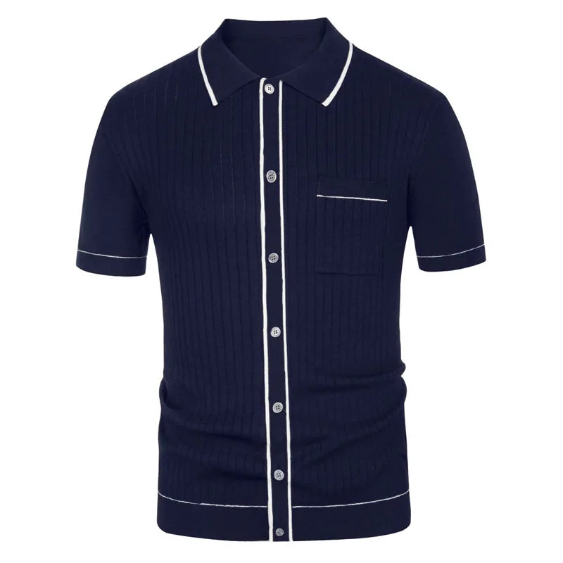 Men's Luxury Knitted Short Sleeve Polo Shirt Casual