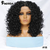 16" Kinky Curly Synthetic Lace Front Wig Black