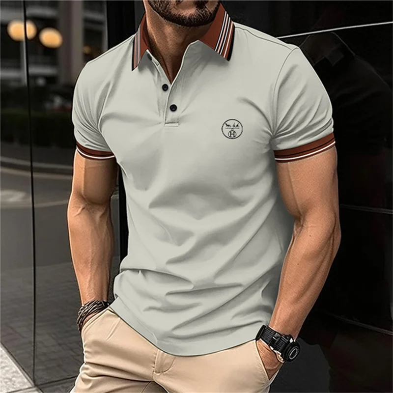 Solid Color Versatile Boutique Men's polo shirt Business