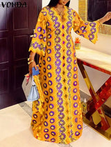 Plus Size 5XL VONDA Bohemian Women Long Dress