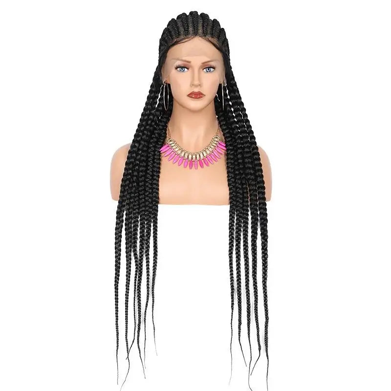 36" Embroidery Full Double Lace Braided Wigs for