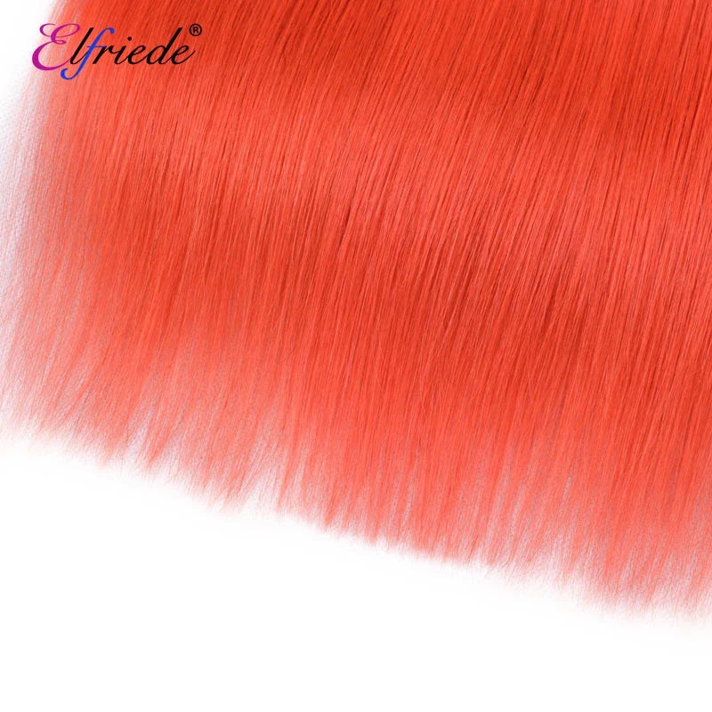 Elfriede 1BOrange Red Straight Ombre Colored Hair Bundles