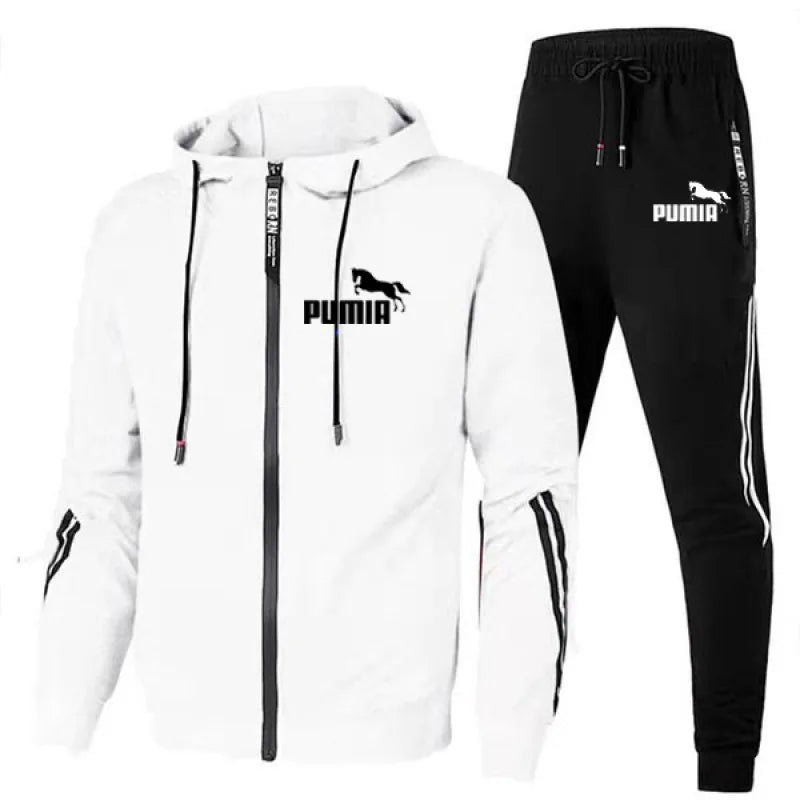 2PCS Design Tracksuit Mens Autumn Winter Hoody Jacket