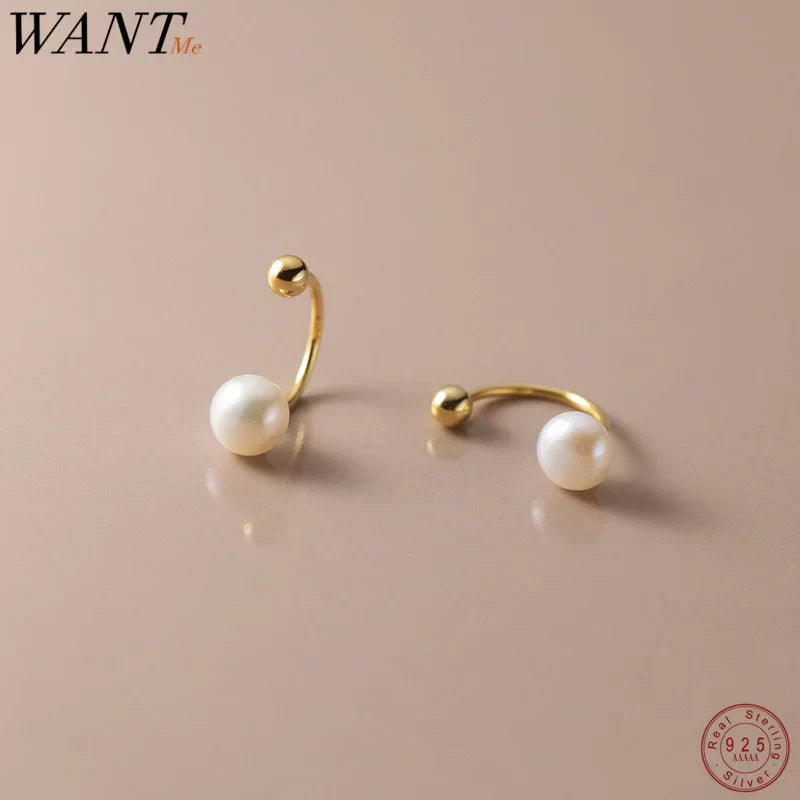 WANTME 925 Sterling Silver Fashion Natural Freshwater Pearl