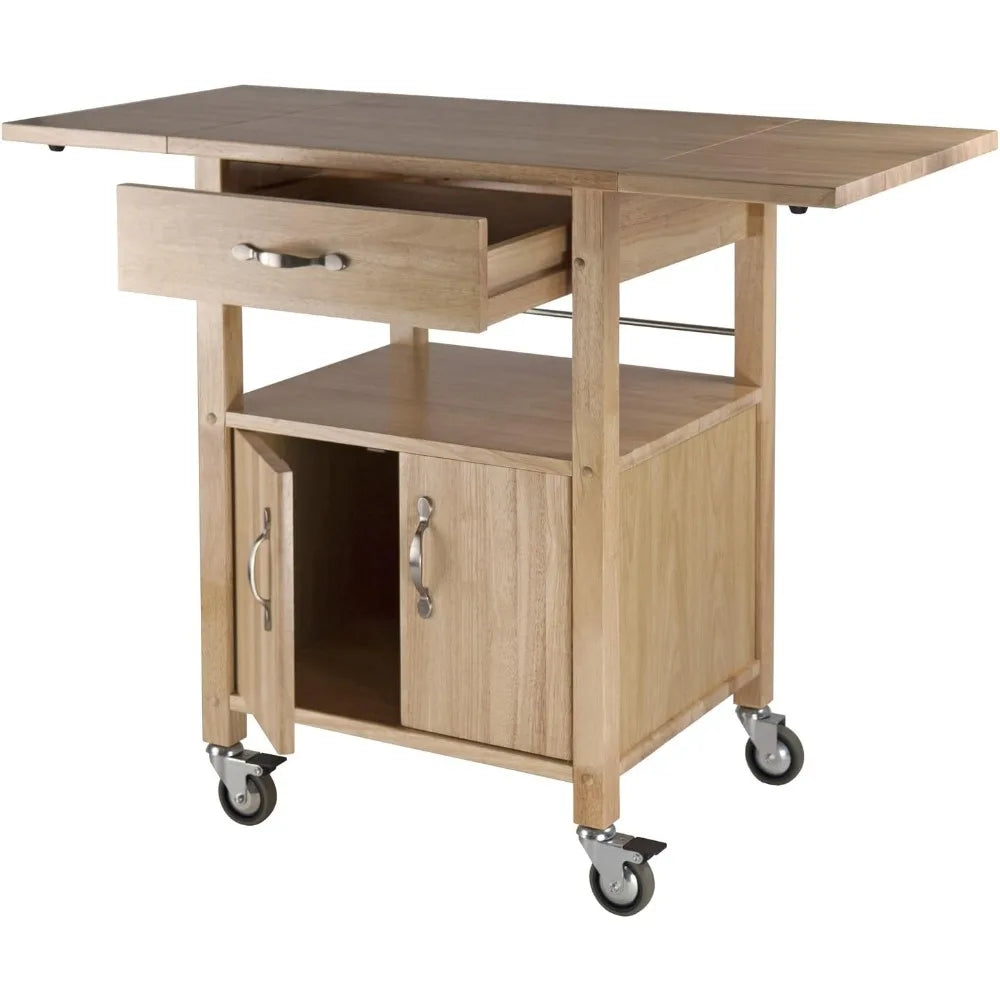 Kitchen island trolley, with storage cabinets, rolling kitchen