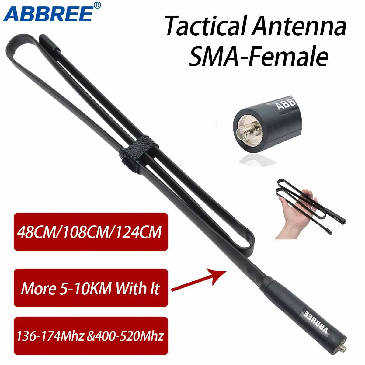 ABBREE CS Tactical Antenna SMA-Female Dual Band VHF