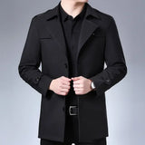 Fashion Men's woolen Coats Solid Color Single Breasted