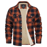 MAGCOMSEN Men's Fleece Plaid Flannel Shirt Jacket Button