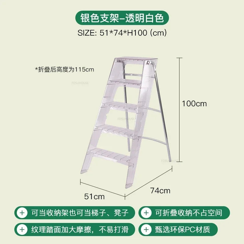 Modern Home Folding Ladder Transparent Acrylic Step Ladders