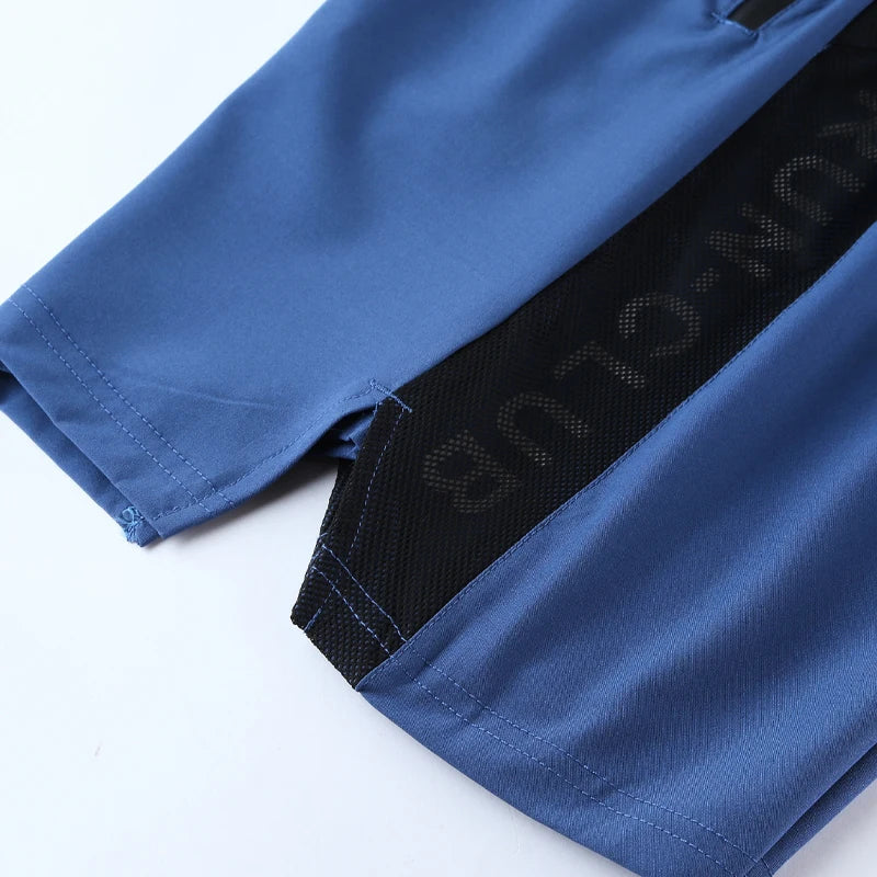 Men Run Shorts Patchwork Training Shorts Zipper Pockets