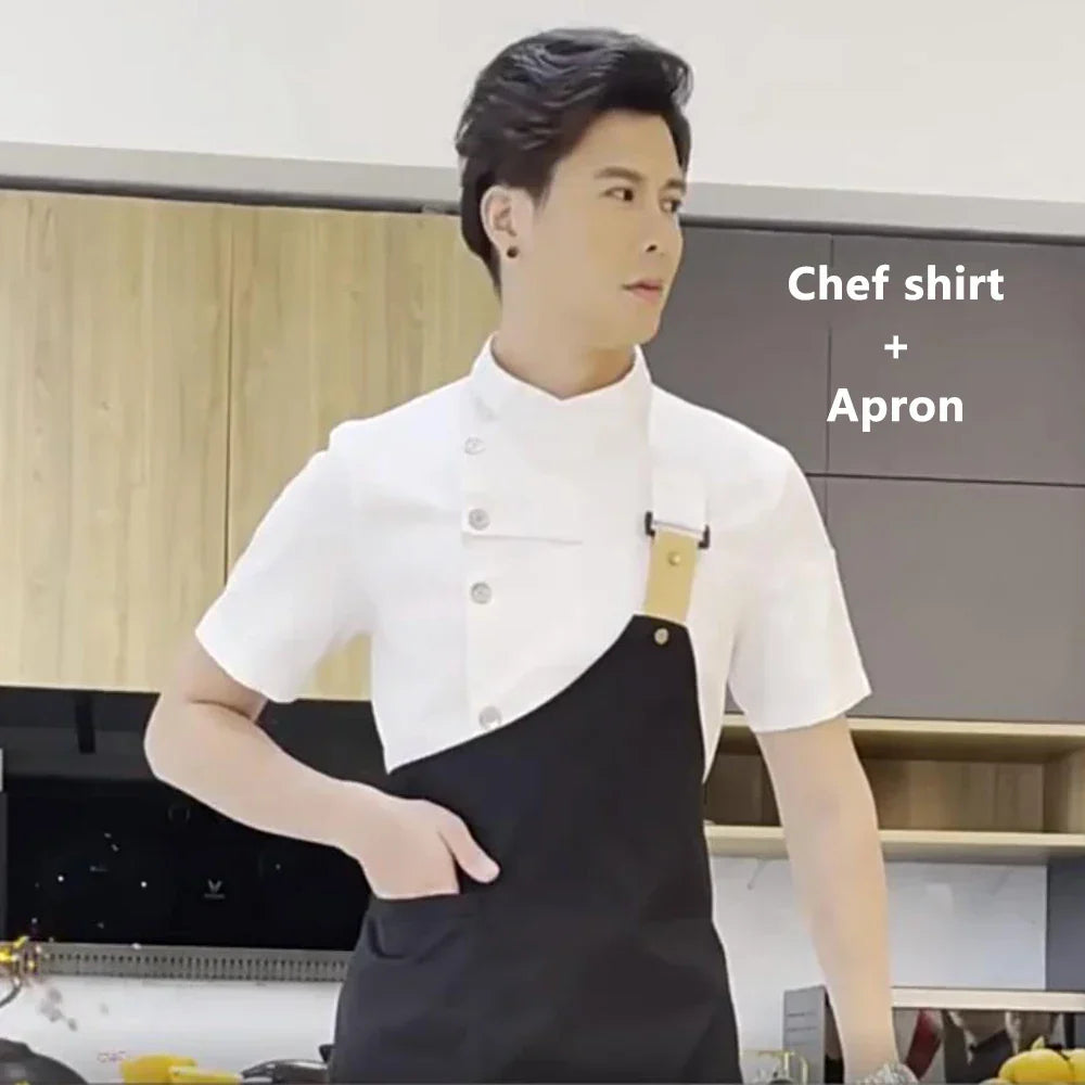 Men Women Chef Jacket Cooking Shirt Apparel Short