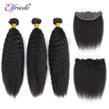 Elfriede Natural Black Kinky Straight Bundles with Frontal