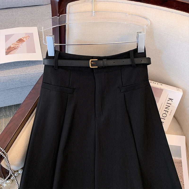 Plus-size women's black commuter skirt professional professional double