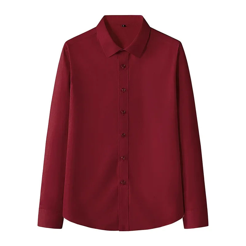 New Solid Color Men's Long-sleeved Shirt Business Casual