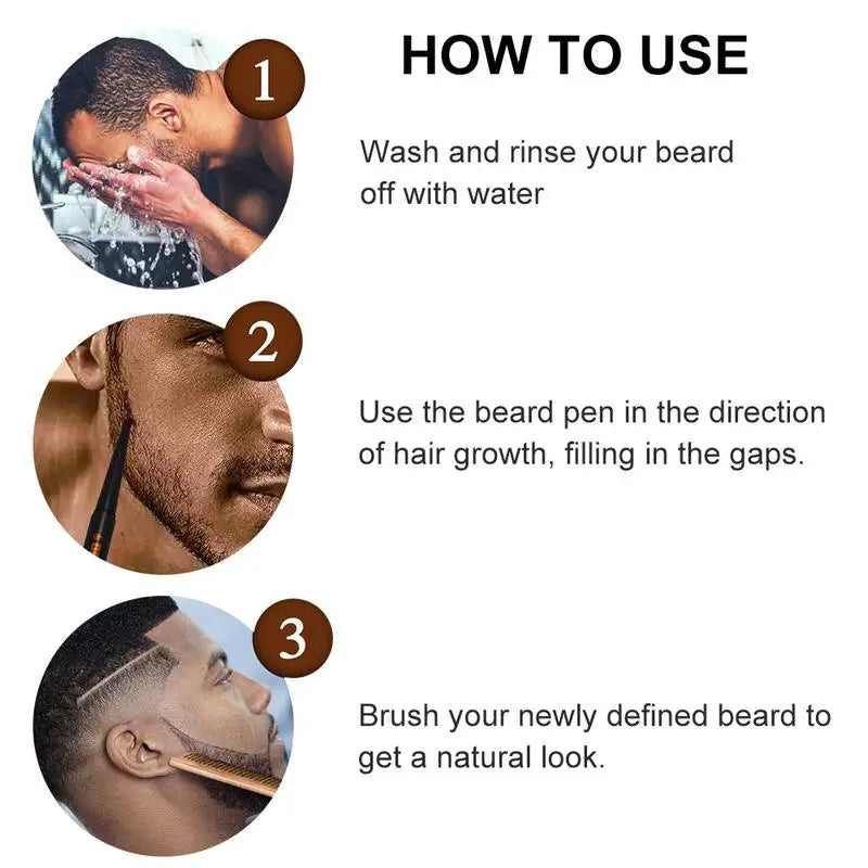 Sdotter Waterproof Beard Pen Men Beard Filling Pencil