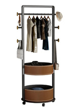 Movable coat rack bedroom saddle leather storage floor