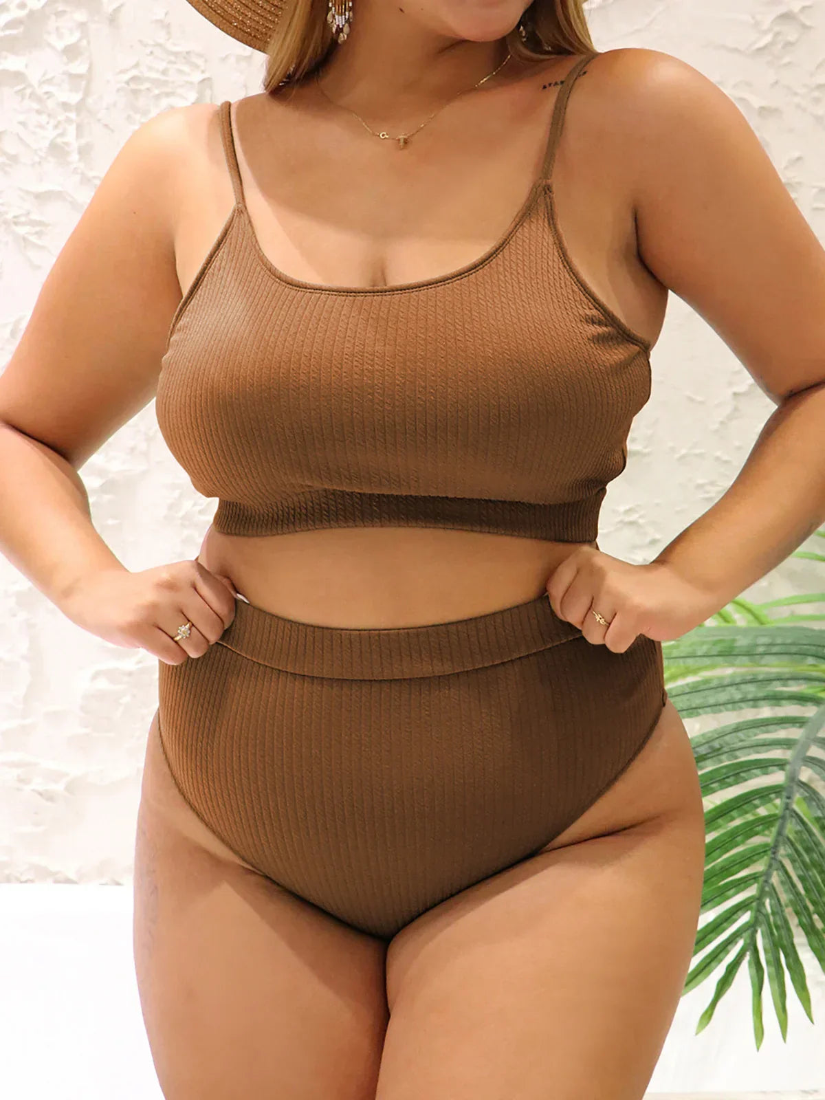 0XL 4XL Ribbed Bikini Large Size Swimwear Plus