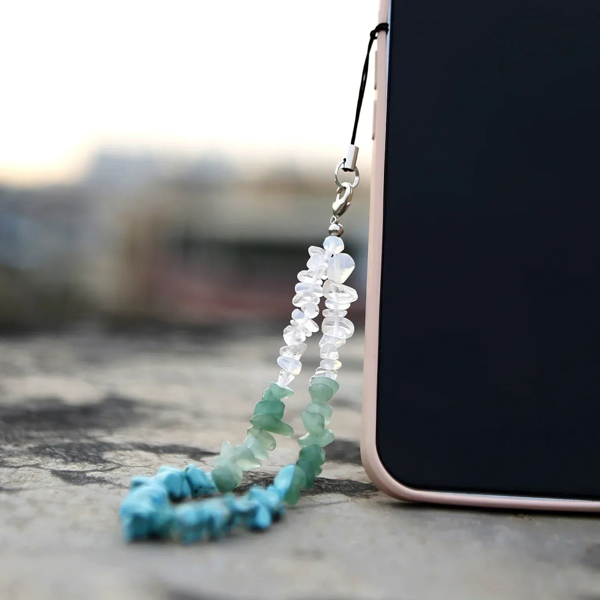 Natural Stone Mobile Phone Lanyard Handwoven Beads Mobile