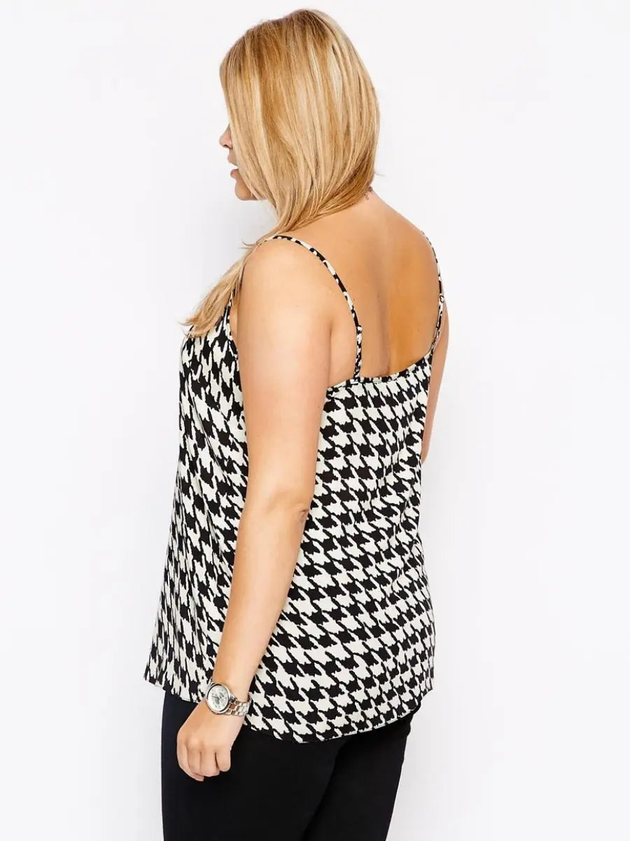 Plus Size Sexy Houndstooth Print Cami Tops Women