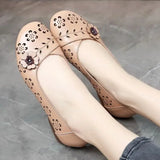 Fashion White Cutout Shallow Flats Woman Designer Floral