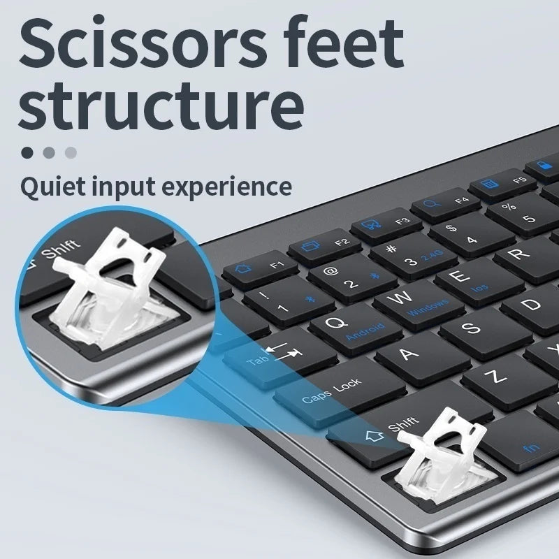 Gray Bluetooth 5.0 & 2.4G Wireless Keyboard Mouse