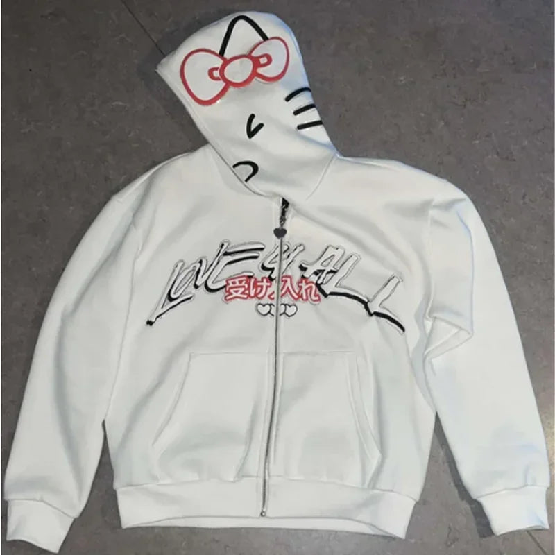 INS Y2K zip up hoodie kawaii Harajuku printing