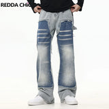 REDDACHIC Two Tone Patchwork Baggy Jeans Men Hiphop