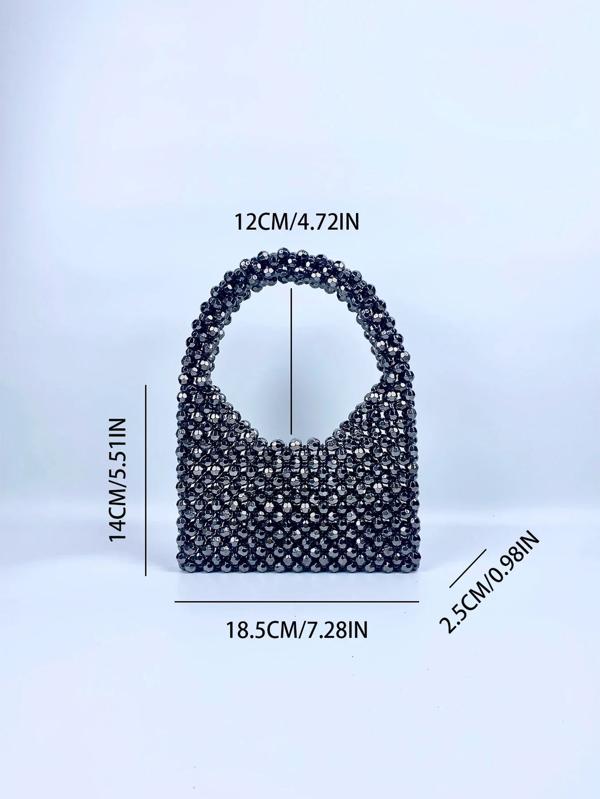 New dark gray corner bead beaded bag
