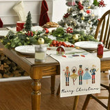 Linen Christmas Table Runner Snowman Xmas Tree Home